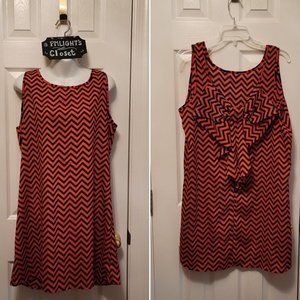 Brenda's Large Sleeveless Dress Blue Orange Bow Auburn